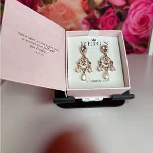 Reign Elegant Pink and Gold Drop Earrings